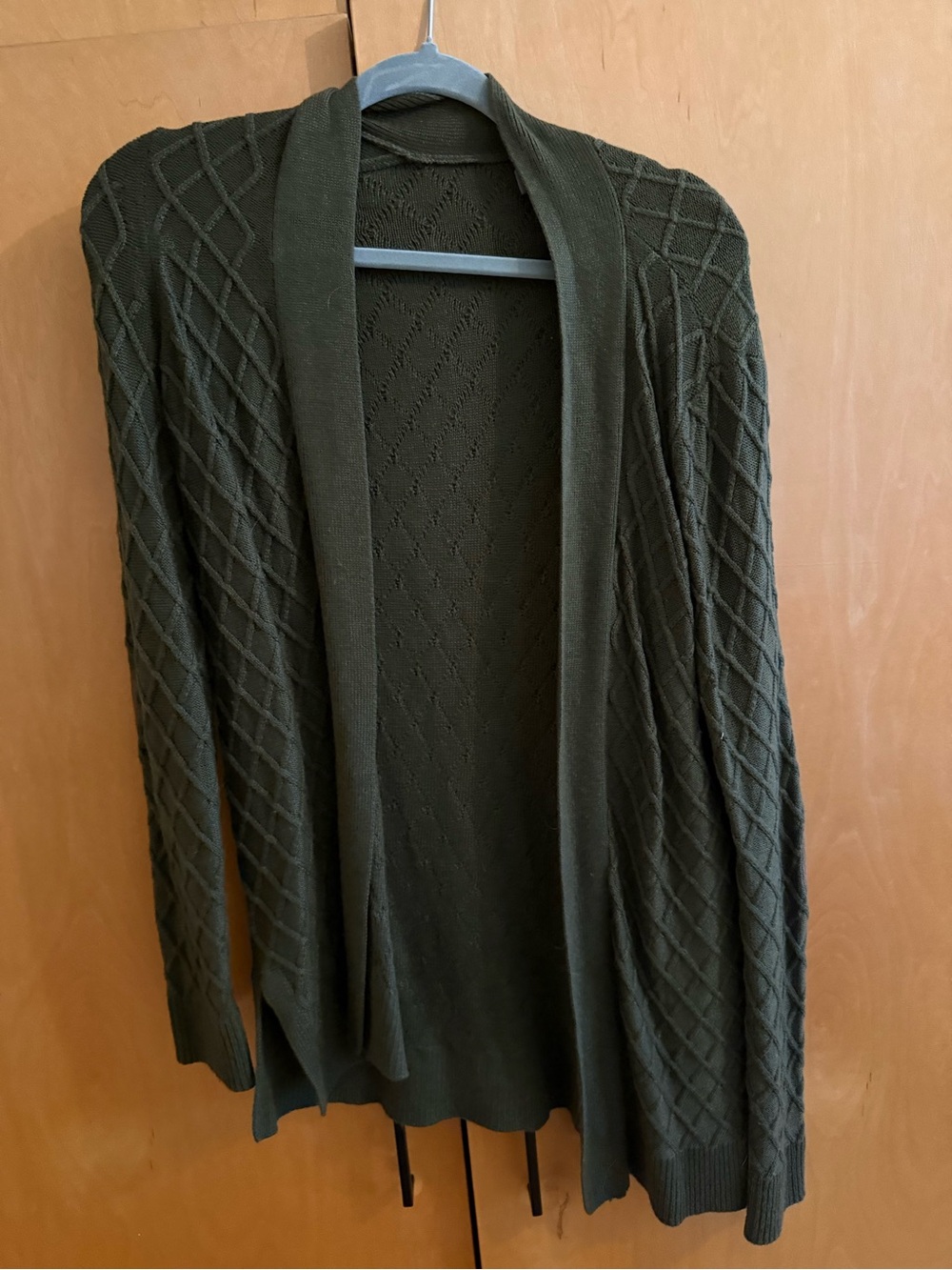 Market & Spruce Olive Open-Front Cable Cardigan